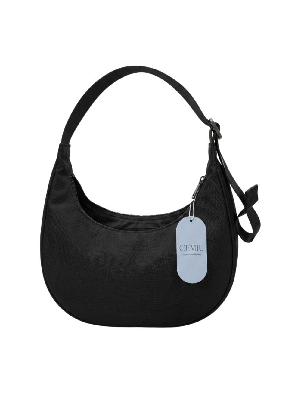 NWT | GEMIU Black Nylon Crescent Crossbody Bag with Inner Pockets 14"x8"x5"